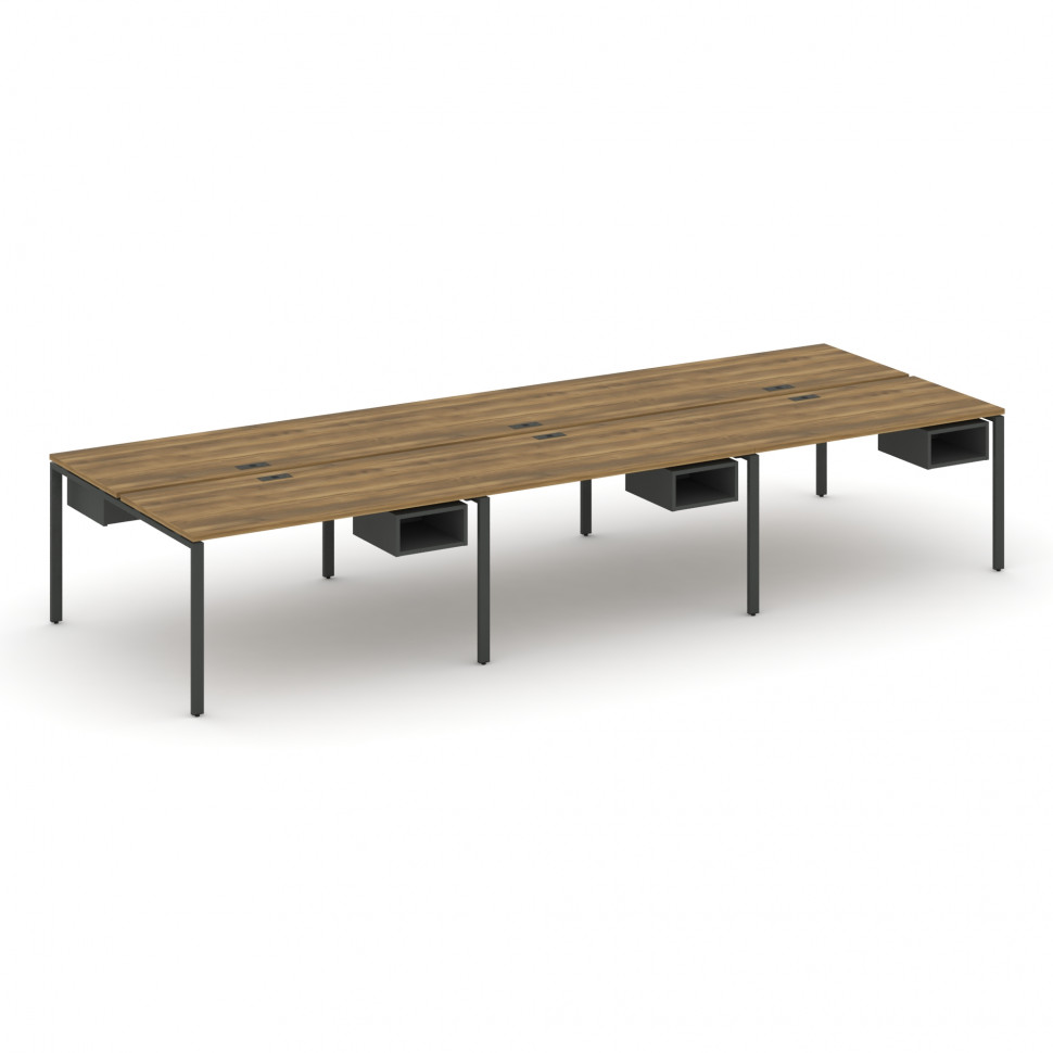 Concept Рабочая станция двухсторонняя с подвес. тумбами на 6 мест CN.DRS-141 Сандал Янтарный/Антраци