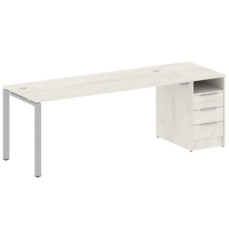 Metal System Рабочая станция с тумбой на П-образном м/к БП.РС-СТП-1.5 Дуб Наварра/Металл Серый 2212*