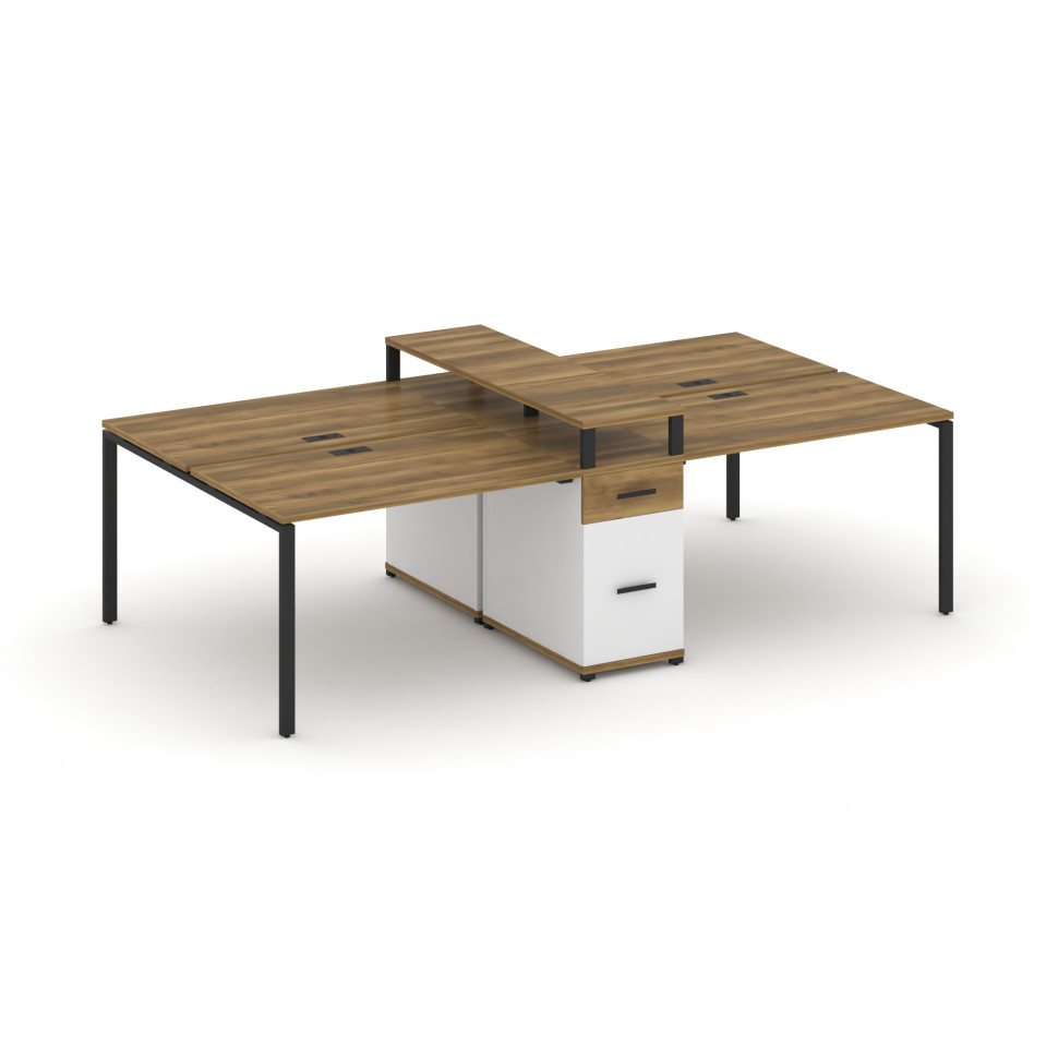 Concept Рабочая станция 4 места с 1 опорной тумбой CN.DRS-438 B Сандал Янтарный/Белый Бриллиант/Мета Concept Рабочая станция 4 места с 1 опорной тумбой CN.DRS-438 B Сандал Янтарный/Белый Бриллиант/Мета