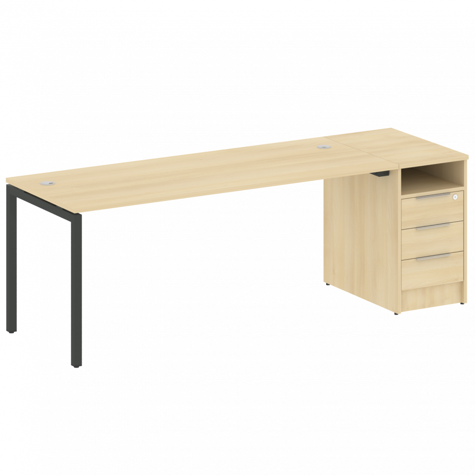 Metal System Quattro Рабочая станция с тумбой на П-образном м/к 40БП.РС-СТП-1.5 Акация Лорка/Металл