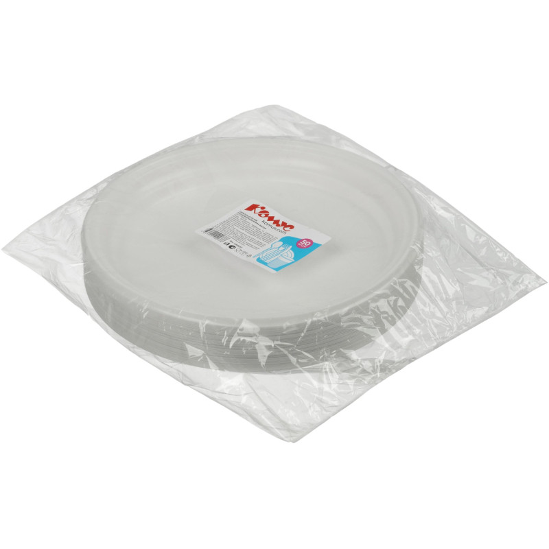 Тарелка одноразовая Комус d 210мм, белая, ПП, 50шт/уп