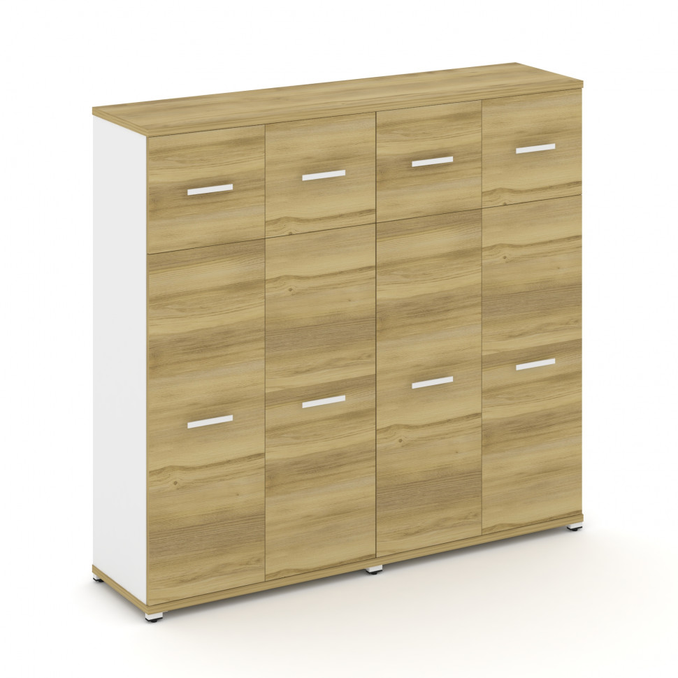 Concept Шкаф 2 широкие секции, 4 ниши CN.STS-424 W Дуб Винченцо/Белый Бриллиант/Металл Белый 1668*42