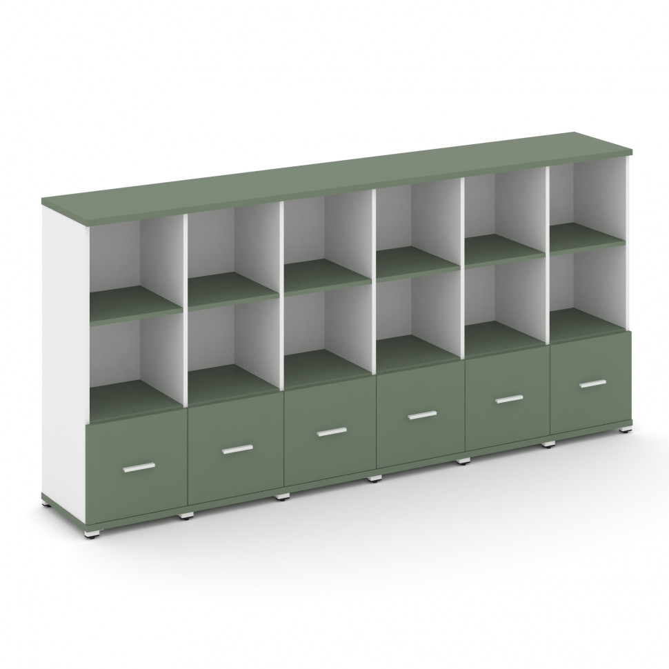 Concept Шкаф 6 узких секций, 3 ниши CN.STU-361 W Кобо/Белый Бриллиант/Металл Белый 2500*420*1186