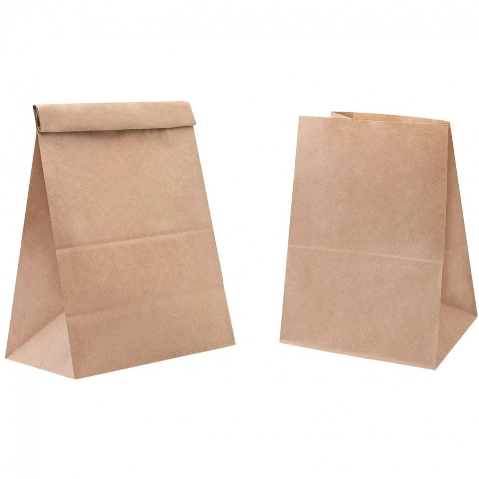 Пакет бумажный 180х120х290 мм, 50 гр/м2, прям.дно,крафт, 1000 шт/уп