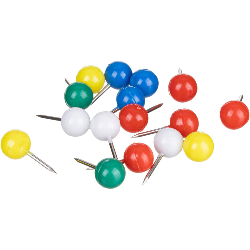 Кнопки силовые д/пробковых досок Attache ШАРИКИ,пластик,ассорти,50шт/уп