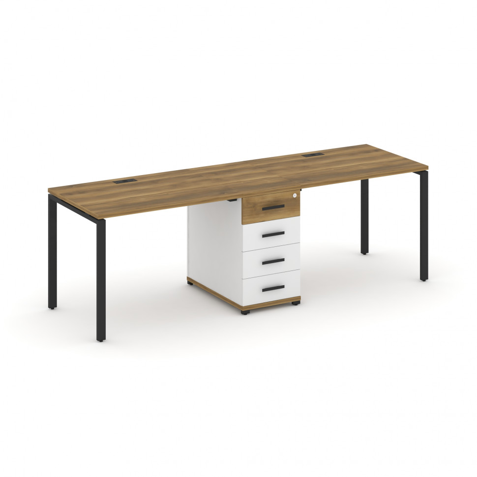 Concept Рабочая станция 2 места с 1 опорной тумбой CN.ORS-401 B Сандал Янтарный/Белый Бриллиант/Мета