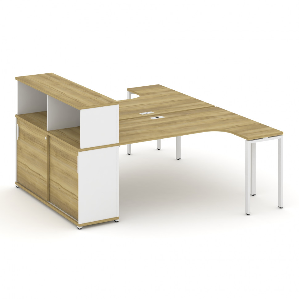 Concept Рабочая станция с опорным шкафом-купе с надставкой низ. CN.DSA-220 W Дуб Винченцо/Белый Брил