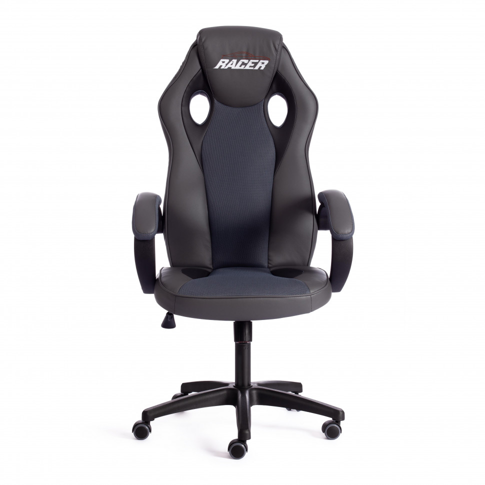 Кресло RACER GT new кож/зам/ткань, металлик/серый, 36/12