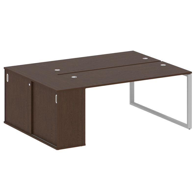 Metal System Рабочая станция с шкафом-купе на О-образном м/к БО.РС-СШК-1.4 Т Венге Цаво/Металл Серый