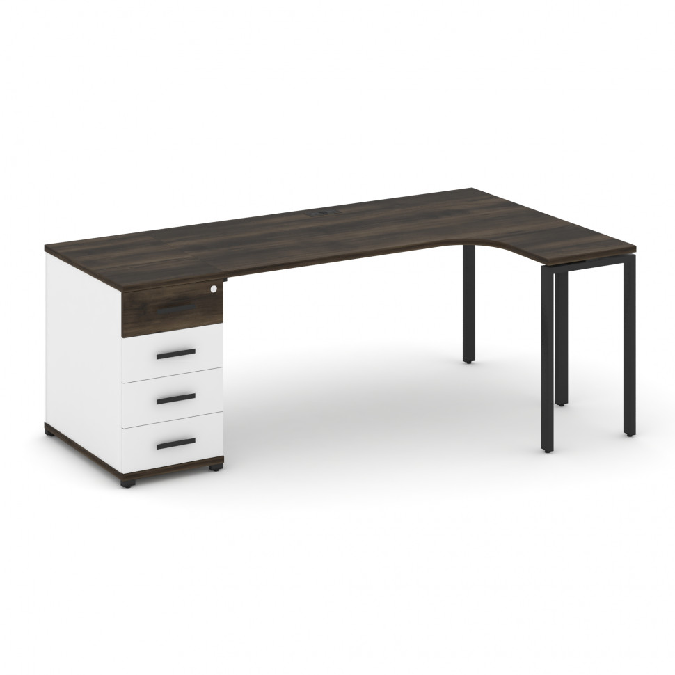 Concept Стол эргономичный CN.SA-402(R) B Дуб Мали/Белый Бриллиант/Металл Черный 2000*1180*750 Concept Стол эргономичный CN.SA-402(R) B Дуб Мали/Белый Бриллиант/Металл Черный 2000*1180*750