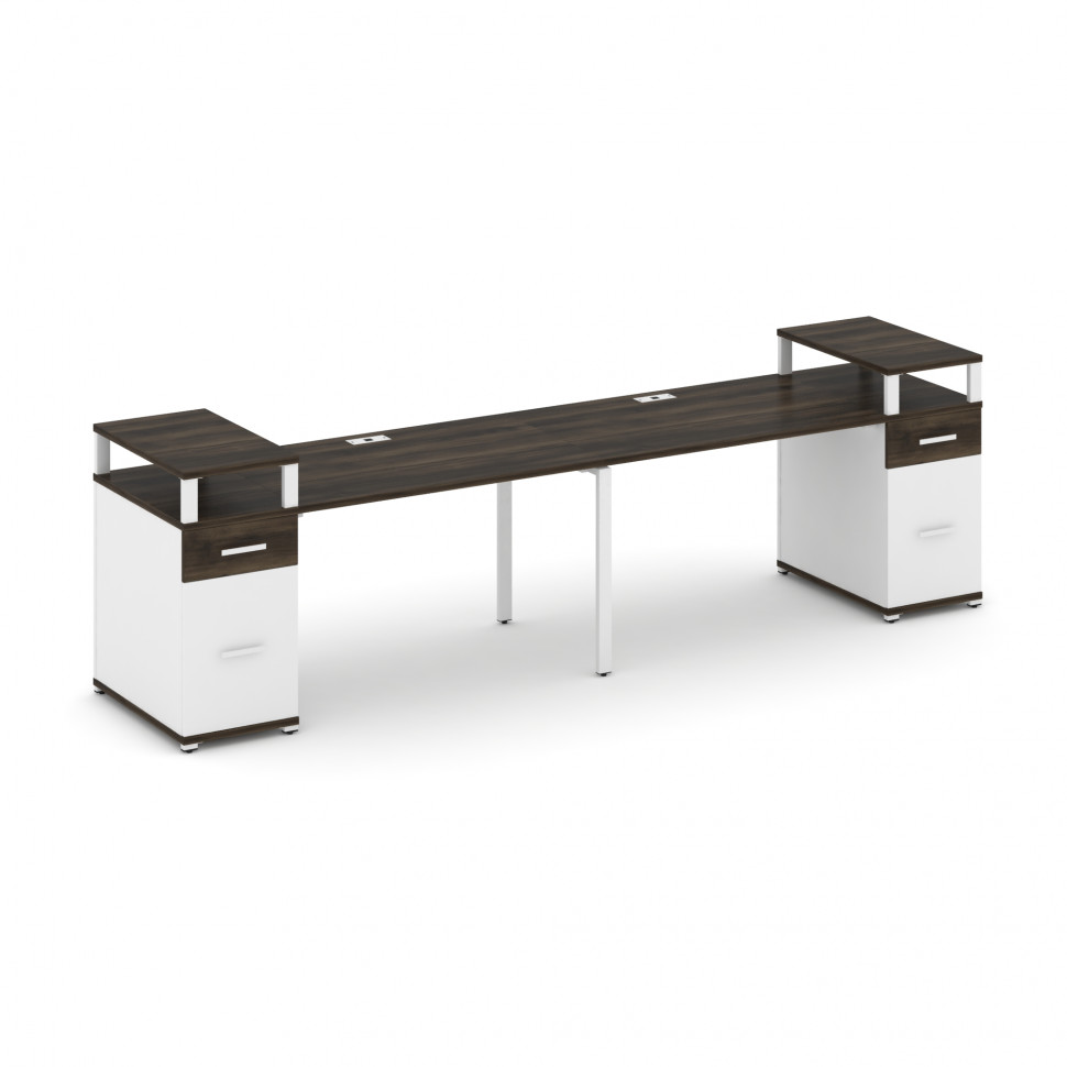 Concept Рабочая станция 2 места с 2 опорными тумбами CN.ORS-430 W Дуб Мали/Белый Бриллиант/Металл Бе Concept Рабочая станция 2 места с 2 опорными тумбами CN.ORS-430 W Дуб Мали/Белый Бриллиант/Металл Бе