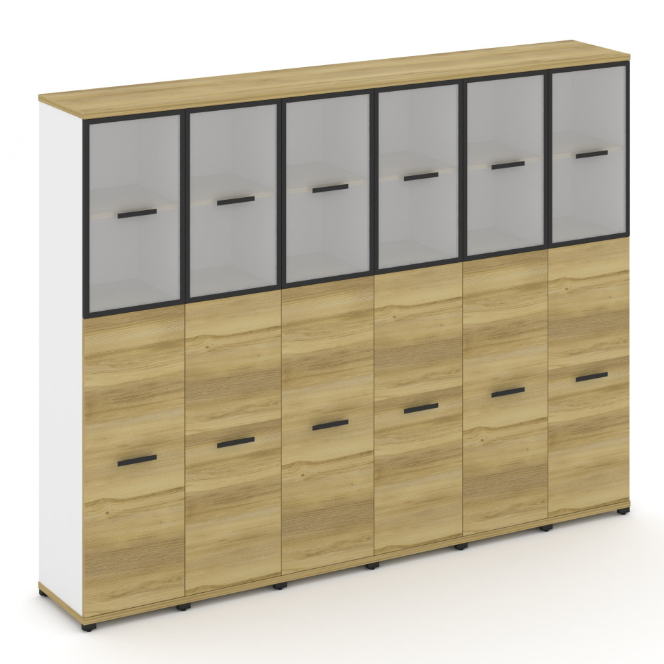 Concept Шкаф 6 узких секций, 5 ниш CN.STU-565 RMB B Дуб Винченцо/Белый Бриллиант/Металл Черный/Сатин