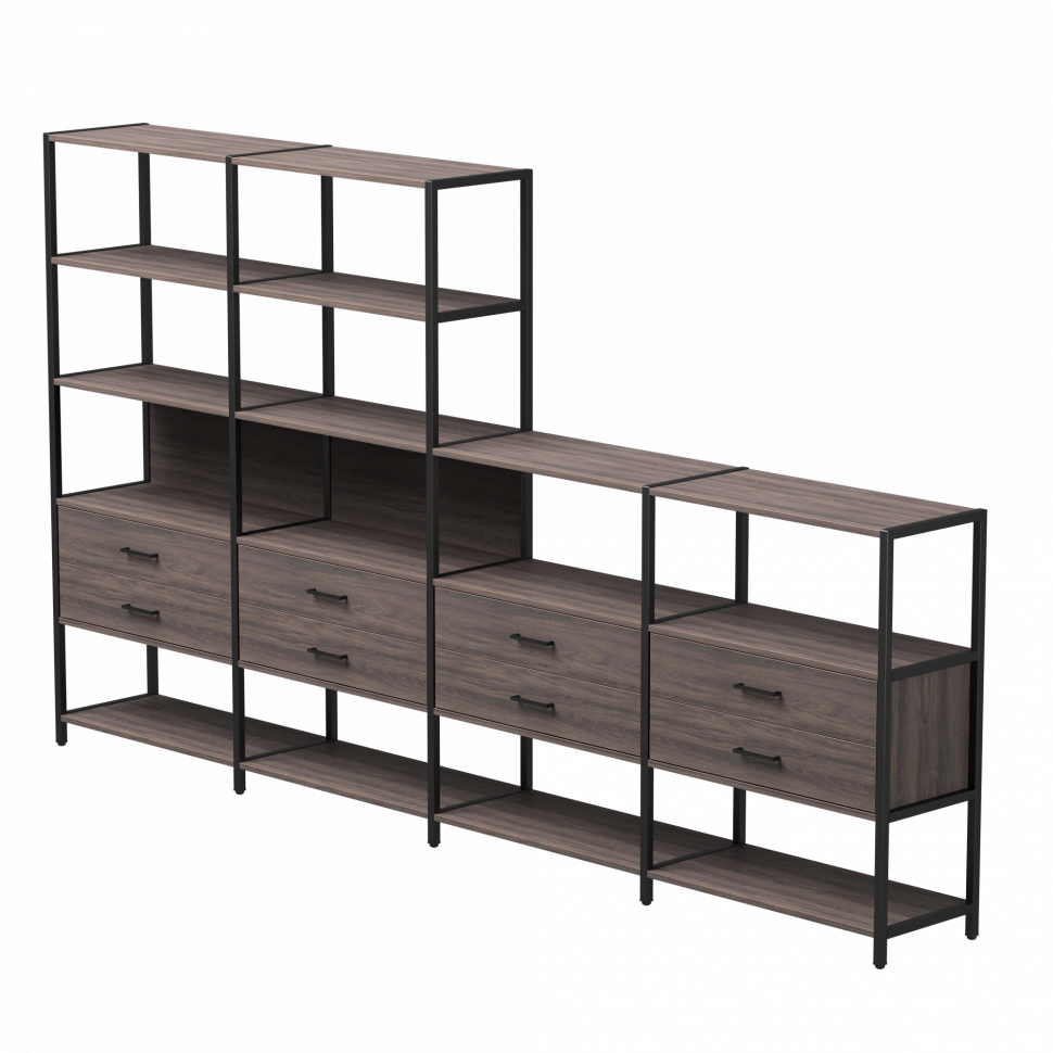 Набор стеллажных систем №13 Everprof EVO (ЭВО) 3245x385x1840 Дуб Пасадена/Черный