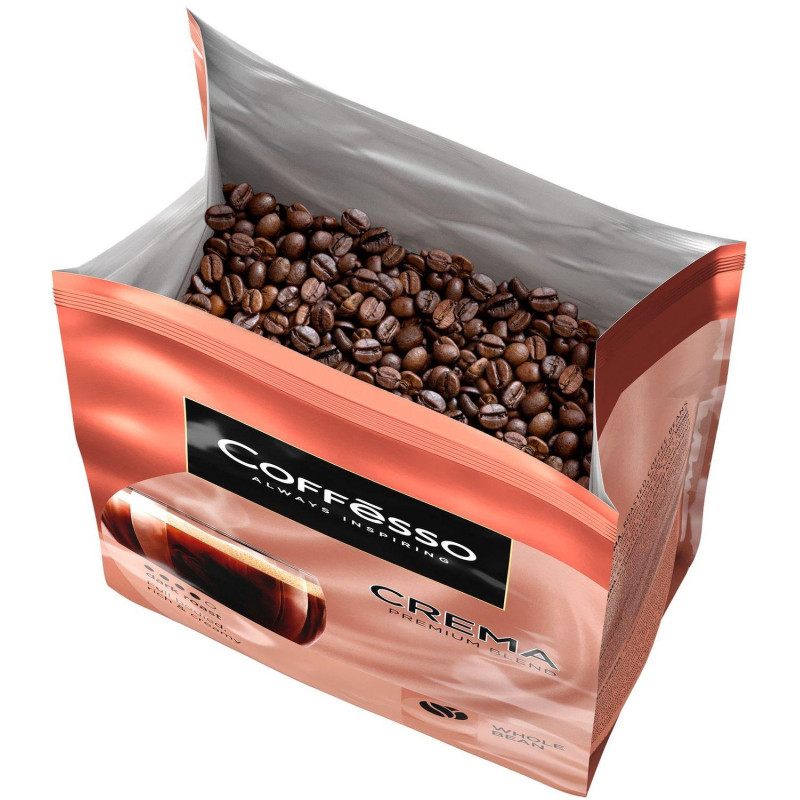 Кофе Coffesso Crema в зернах, Premium Blend,темная обжарка, 1кг