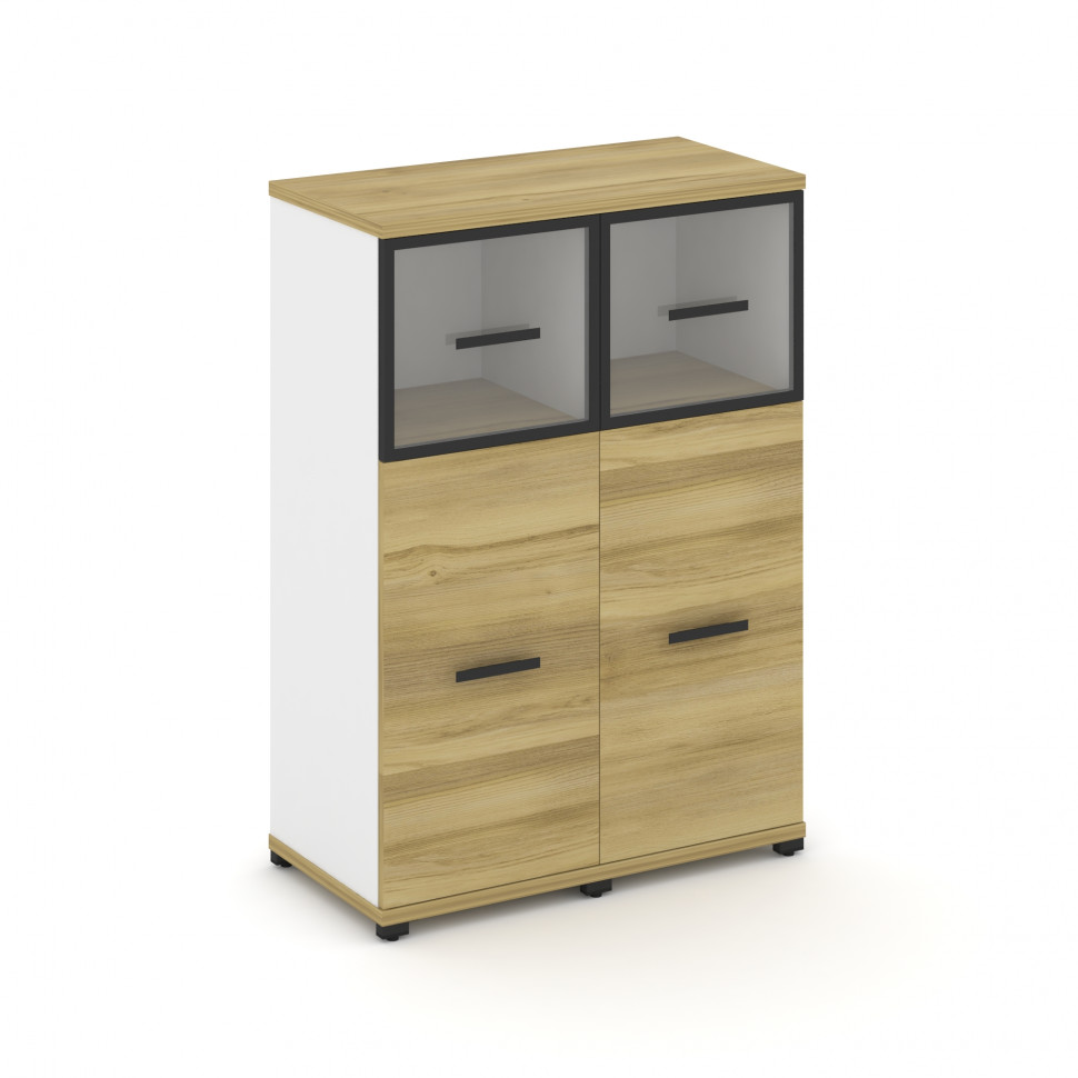 Concept Шкаф 2 узкие секции, 3 ниши CN.STU-324 RPB B Дуб Винченцо/Белый Бриллиант/Металл Черный/Проз