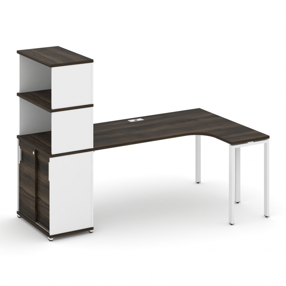 Concept Стол эргономичный с опорным шкафом-купе с надставкой выс.  CN.SA-222(R) W Дуб Мали/Белый Бри