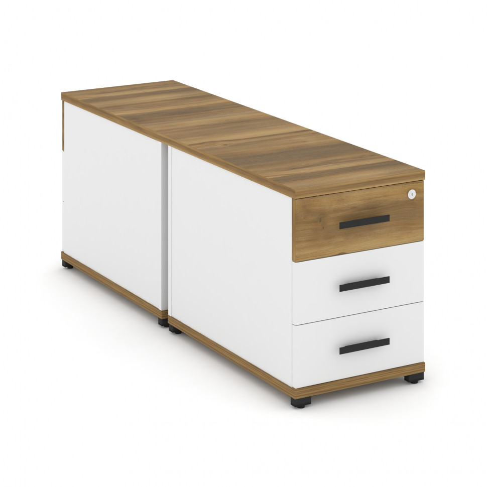 Concept Тумба двухсторонняя опорная/приставная 3 ящ.  CN.DTGO-001 B Сандал Янтарный/Белый Бриллиант/