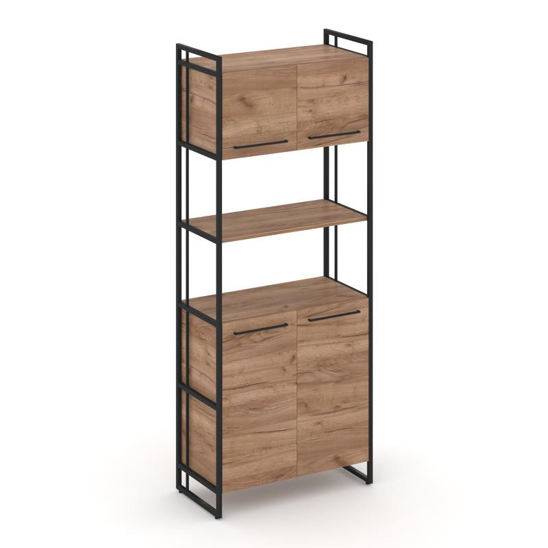 Rift Шкаф 5 ниш широкий RF.SS-53 Дуб Табак/Металл Черный/Черный Ручки 798*396*2010