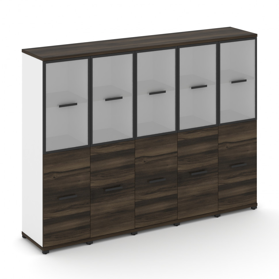 Concept Шкаф 5 узких секций, 4 ниши CN.STU-452 RMB B Дуб Мали/Белый Бриллиант/Металл Черный/Сатин 20