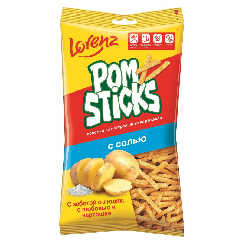 Снеки Картофельная соломка Pomstiks с солью, 100 г