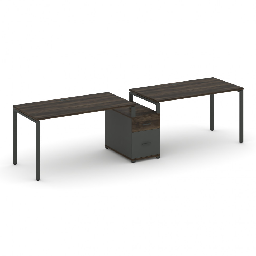 Concept Рабочая станция 2 места с 1 опорной тумбой CN.ORS-305 A Дуб Мали/Антрацит/Металл Антрацит 22
