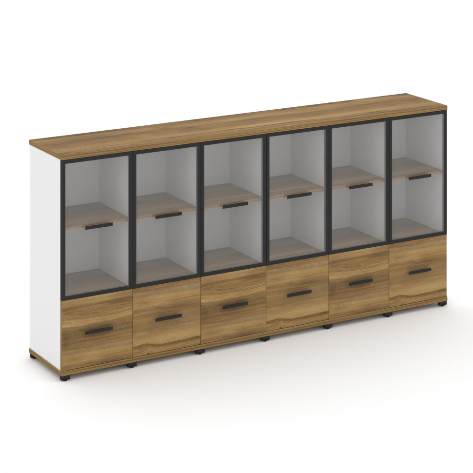 Concept Шкаф 6 узких секций, 3 ниши CN.STU-362 RPB B Сандал Янтарный/Белый Бриллиант/Металл Черный/П