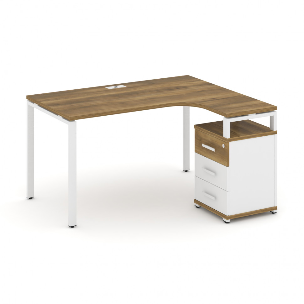 Concept Стол эргономичный с опорной тумбой CN.SA-305(R) W Сандал Янтарный/Белый Бриллиант/Металл Бел Concept Стол эргономичный с опорной тумбой CN.SA-305(R) W Сандал Янтарный/Белый Бриллиант/Металл Бел