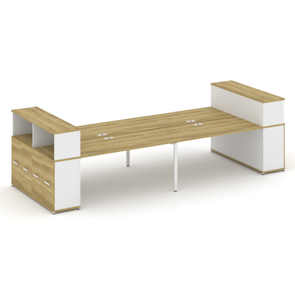 Concept Рабочая станция с опорными распаш. шкафами с надставкой низ. CN.DRS-272 W Дуб Винченцо/Белый Concept Рабочая станция с опорными распаш. шкафами с надставкой низ. CN.DRS-272 W Дуб Винченцо/Белый