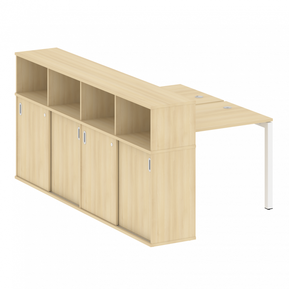 Metal System Quattro Рабочая станция с шкафом-купе на П-образном м/к 50БП.РС-СШК-4.1 Т Акация Лорка/