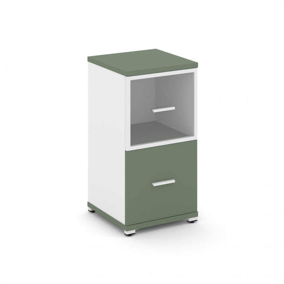 Concept Шкаф 1 узкая секция, 2 ниши CN.STU-212 RPW W Кобо/Белый Бриллиант/Металл Белый/Прозрачный 42