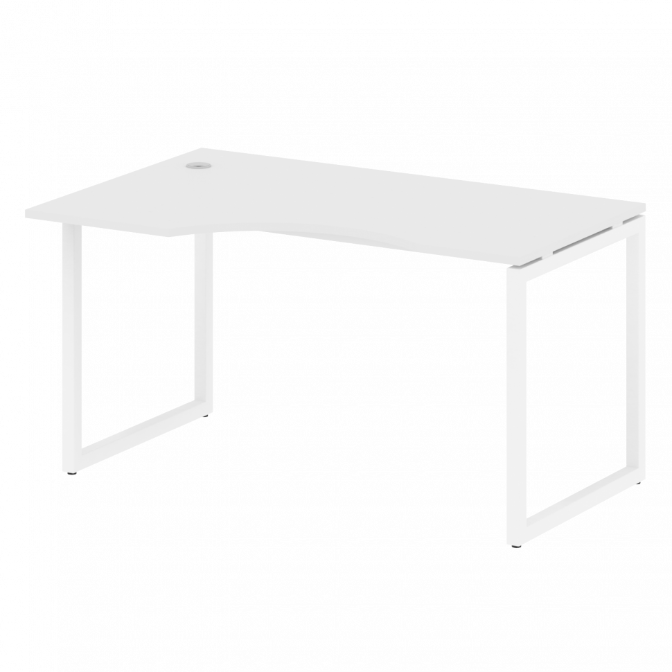 Metal System Quattro Стол криволинейный левый на О-образном м/к 40БО.СА-2 (L) Белый/Металл Белый 140