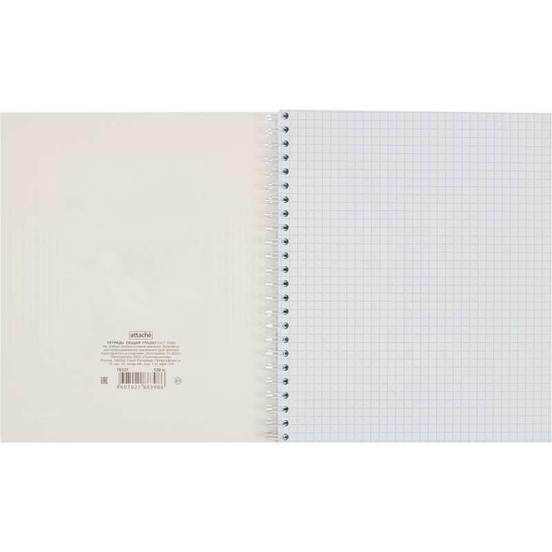 Тетрадь общая Attache,120л,клет,А5,спир,обл.лак.карт