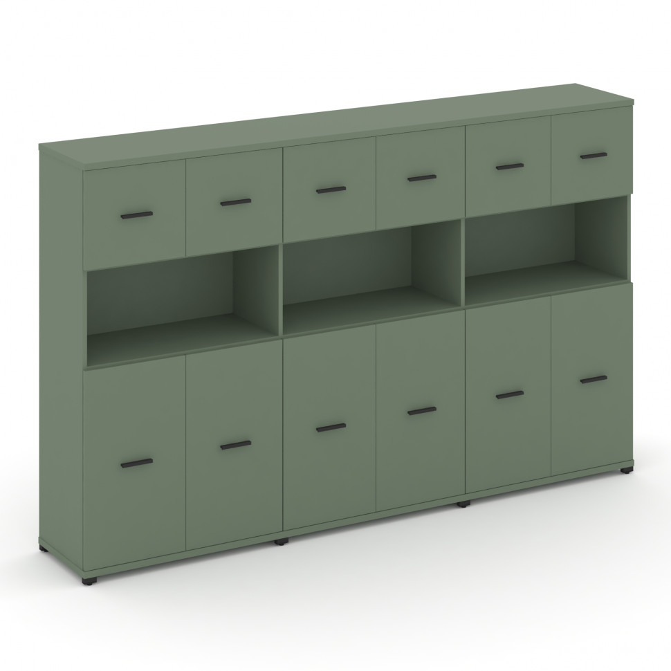 Concept Шкаф 3 широкие секции, 4 ниши CN.STS-435 B Кобо/Металл Черный 2500*420*1554