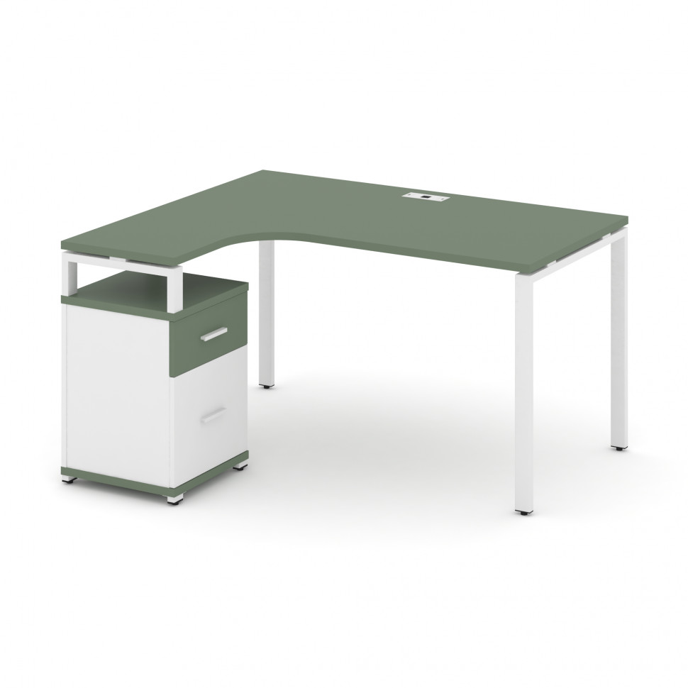 Concept Стол эргономичный с опорной тумбой CN.SA-308(L) W Кобо/Белый Бриллиант/Металл Белый 1580*118 Concept Стол эргономичный с опорной тумбой CN.SA-308(L) W Кобо/Белый Бриллиант/Металл Белый 1580*118