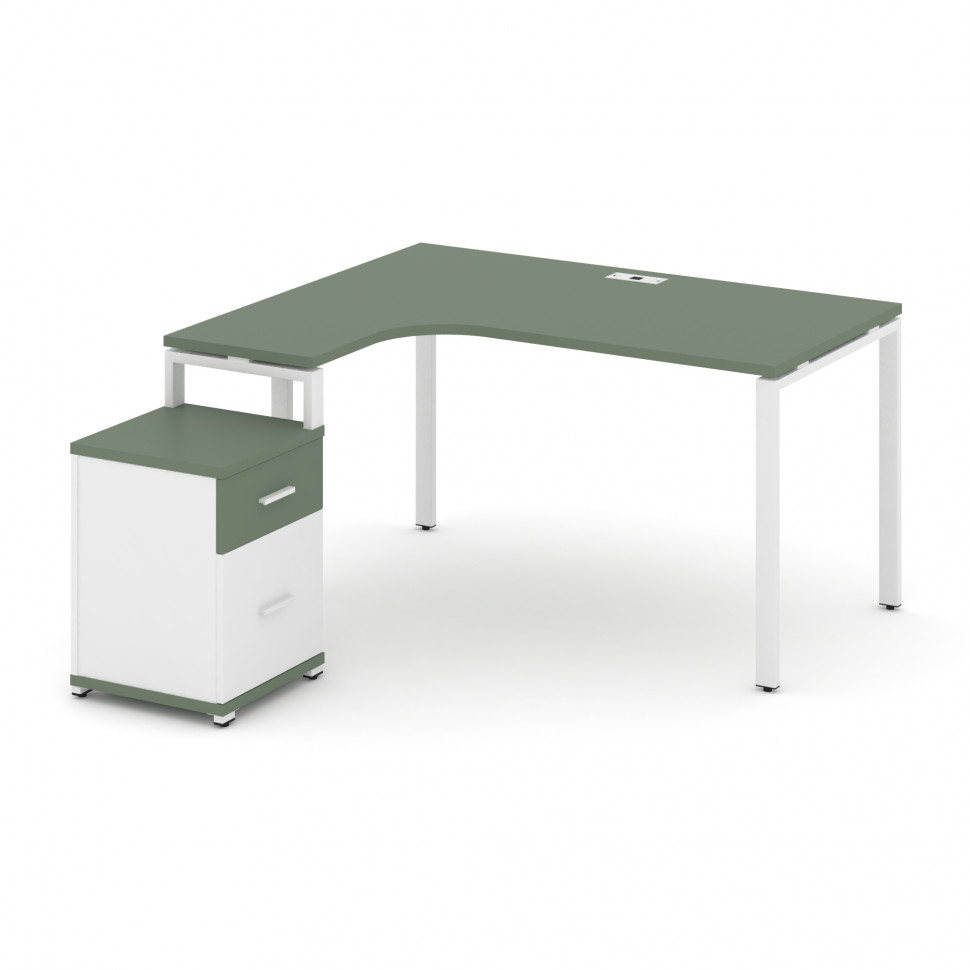 Concept Стол эргономичный с опорной тумбой CN.SA-308(L) W Кобо/Белый Бриллиант/Металл Белый 1580*118 Concept Стол эргономичный с опорной тумбой CN.SA-308(L) W Кобо/Белый Бриллиант/Металл Белый 1580*118