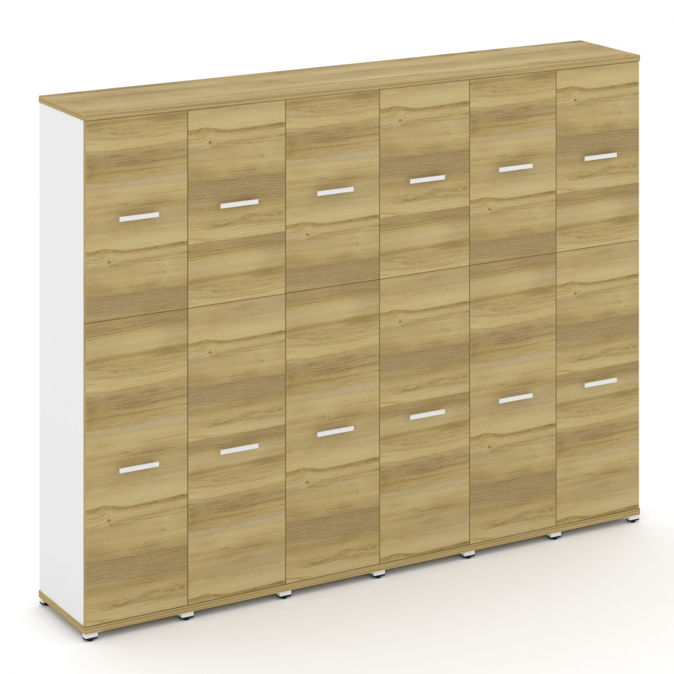 Concept Шкаф 6 узких секций, 5 ниш CN.STU-565 W Дуб Винченцо/Белый Бриллиант/Металл Белый 2500*420*1