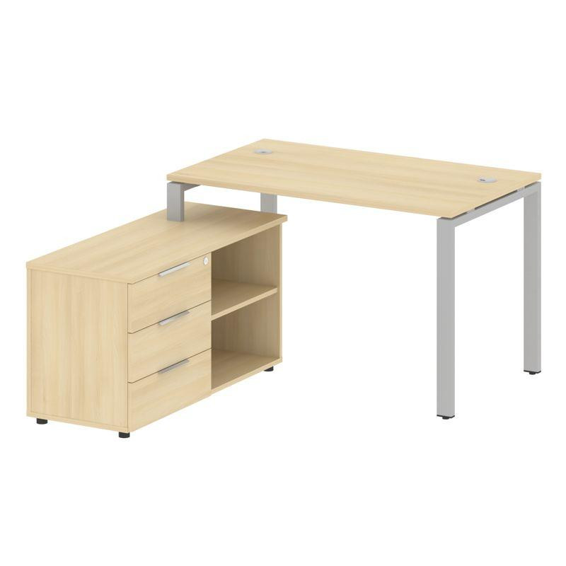 Metal System Рабочая станция с тумбой на П-образном м/к БП.РС-СТС-2.2 (L) Акация Лорка/Металл Серый