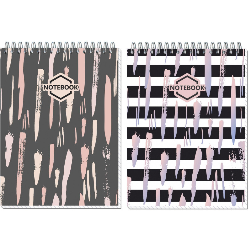 Блокнот А5,80л,клетка,метал.гребень,цв.обложка Стильный Офис 2737 в ассорт