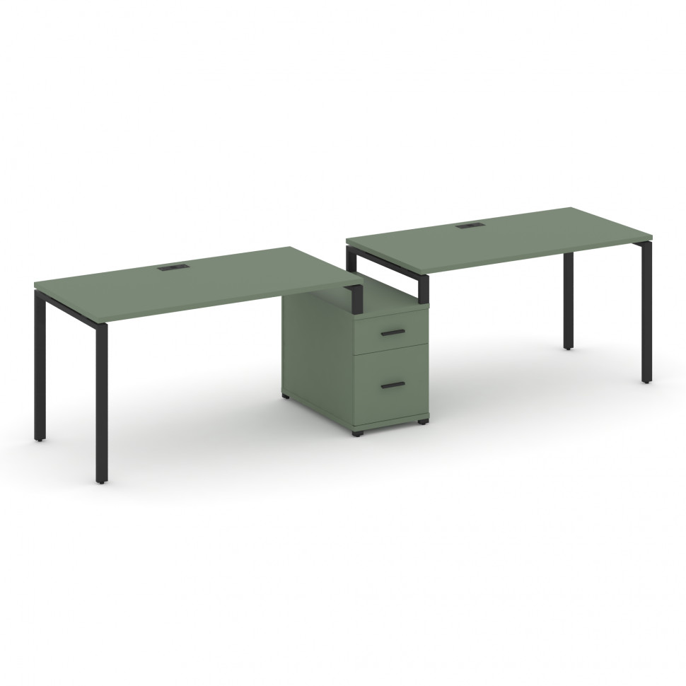 Concept Рабочая станция 2 места с 1 опорной тумбой CN.ORS-306 B Кобо/Металл Черный 2672*720*750