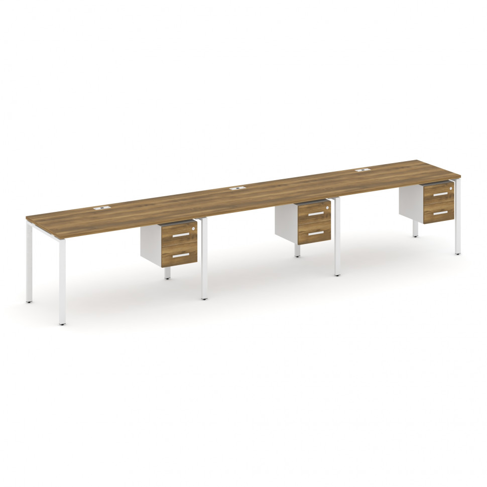 Concept Рабочая станция односторонняя с подвес. тумбами 3 места CN.ORS-135 W Сандал Янтарный/Белый Б