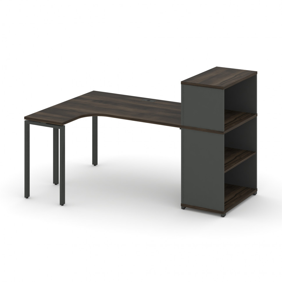 Concept Стол эргономичный с опорным стеллажом с надставкой низ. CN.SA-205(L) Дуб Мали/Антрацит/Метал