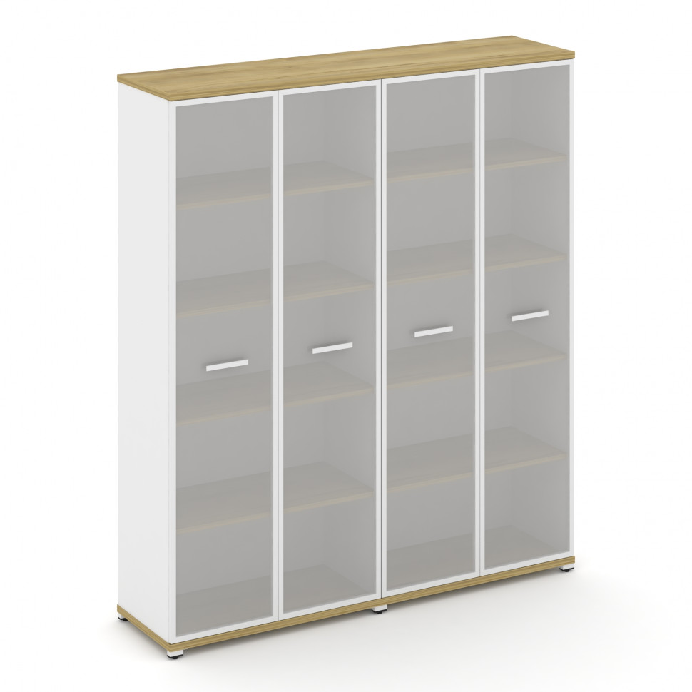Concept Шкаф 2 широкие секции, 5 ниш CN.STS-528 RMW W Дуб Винченцо/Белый Бриллиант/Металл Белый/Сати
