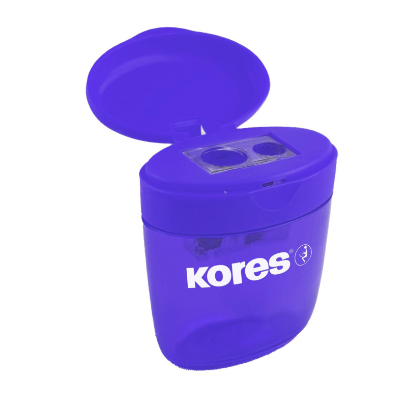 Точилка для карандашей Kores Deposito с контейнером, 2 отв, пластик,ассорти