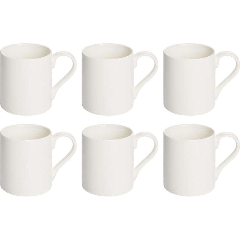 Кружка Kaylas, 280мл, фарфор, белая с ручкой 6шт/уп