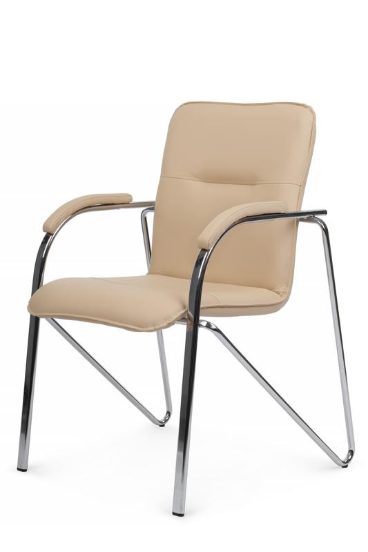 Стул самба с мягкими подлокотниками SMB-01H Хром гальв. Бежевый