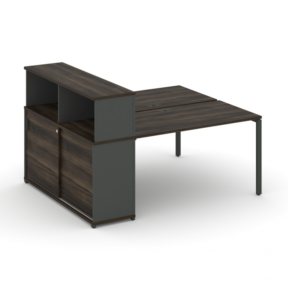 Concept Рабочая станция с опорным шкафом-купе с надставкой низ. CN.DRS-240 A Дуб Мали/Антрацит/Метал