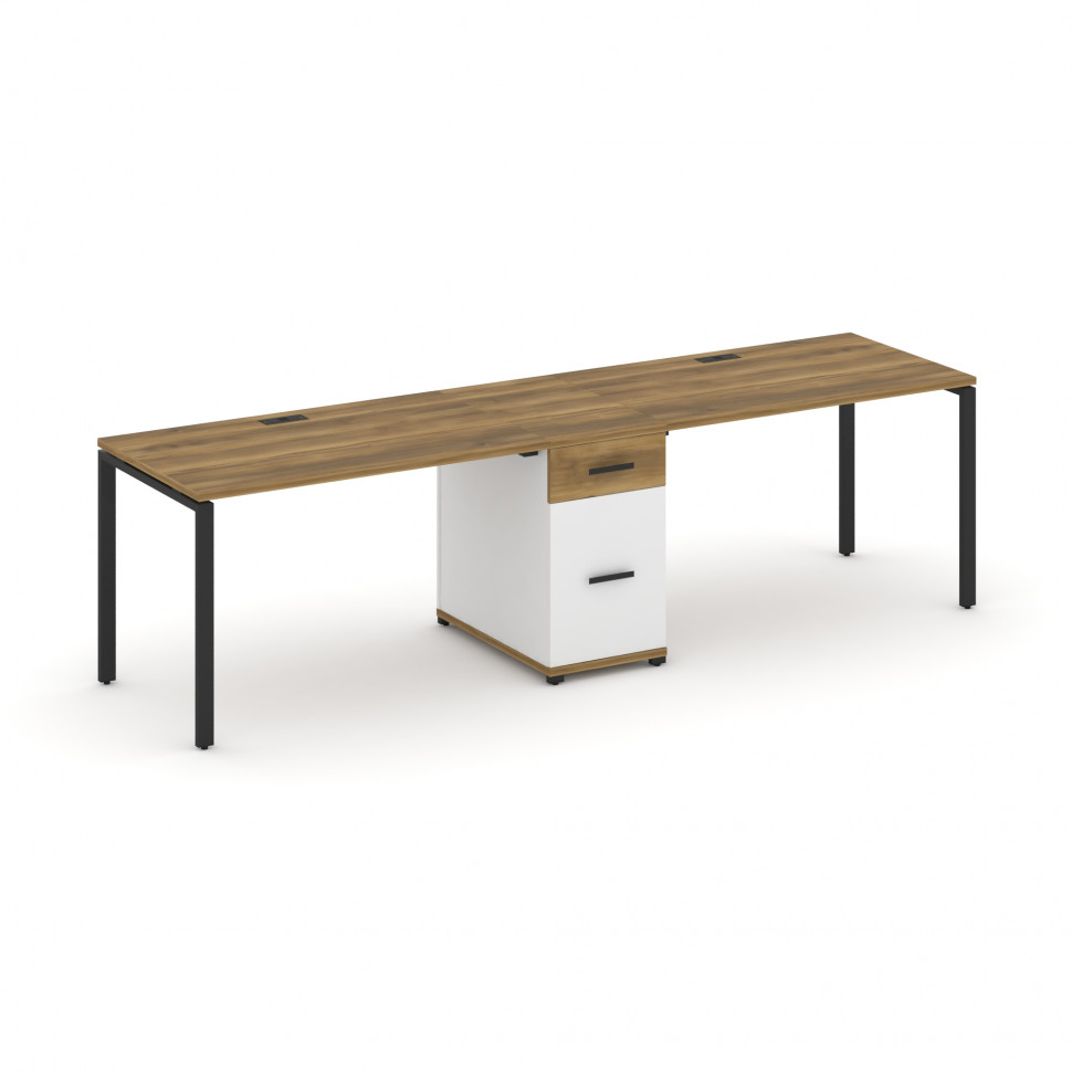 Concept Рабочая станция 2 места с 1 опорной тумбой CN.ORS-406 B Сандал Янтарный/Белый Бриллиант/Мета