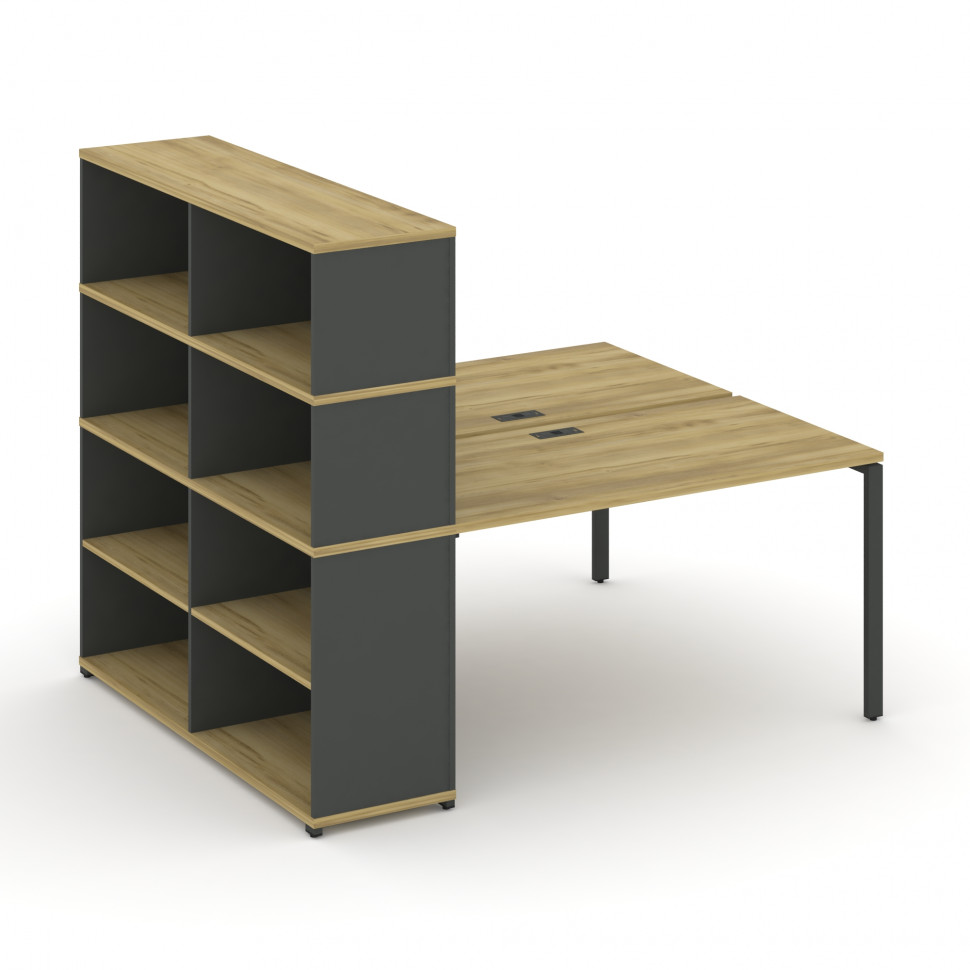 Concept Рабочая станция с опорным стеллажом с надставкой выс. CN.DRS-216 Дуб Винченцо/Антрацит/Метал