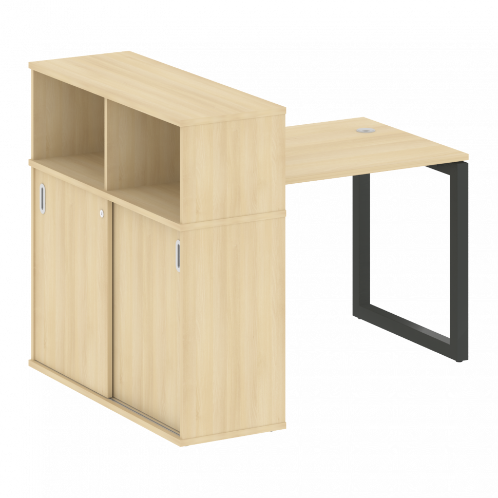 Metal System Quattro Стол письменный с шкафом-купе на О-образном м/к 50БО.РС-СШК-3.1 Т Акация Лорка/ Metal System Quattro Стол письменный с шкафом-купе на О-образном м/к 50БО.РС-СШК-3.1 Т Акация Лорка/