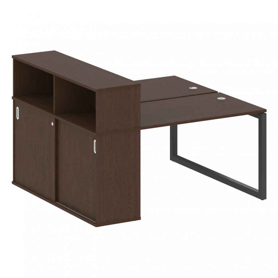 Metal System Quattro Рабочая станция с шкафом-купе на О-образном м/к 50БО.РС-СШК-2.2 Т Венге Цаво/Ме